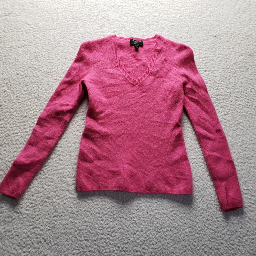 Charter Club Sweater Womens Small Pink V Neck Long Sleeve Cashmere Knit Pullover